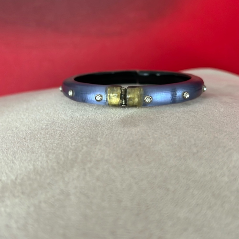 Alexis Bittar Blue Lucite Bracelet w/Rhinestones - Picture 10 of 17